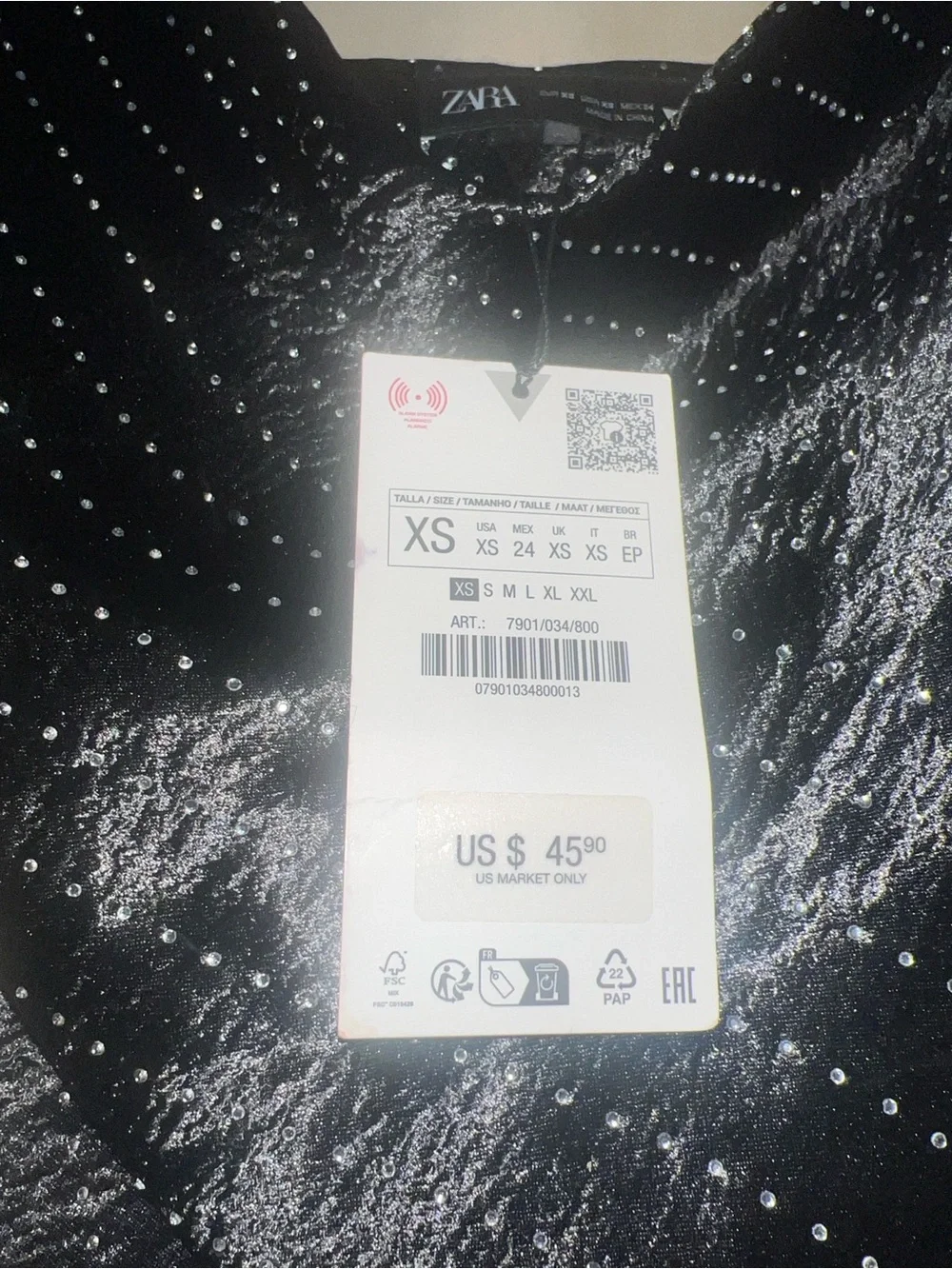 Zara ~ Women’s Satin Rhinestone Black Tank Top
